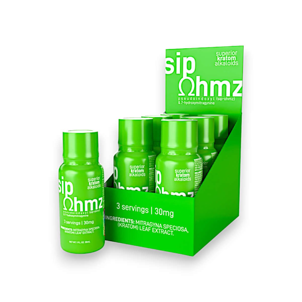 sip ohmz 7 hydroxymitragynine pseudo kratom extract shot mint 30mg