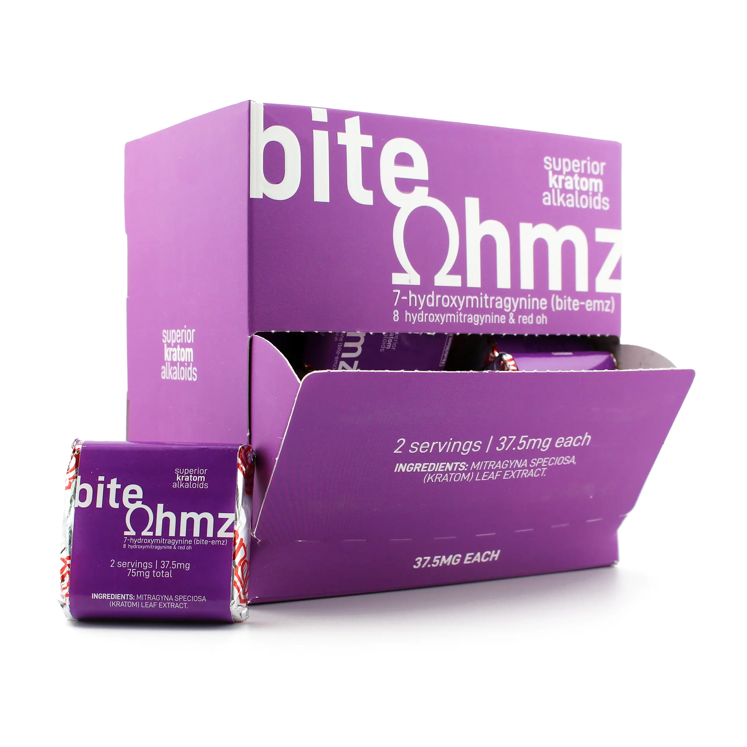Bite Ohmz 7 Oh 8 Oh Red Oh Infused Chocolate Squares 75 Mg Display Box 1